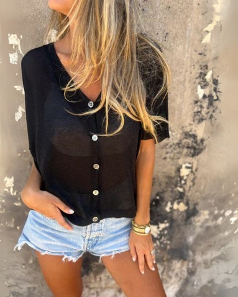 Hadley - Relaxed Casual V-Neck Short Sleeve Shirt