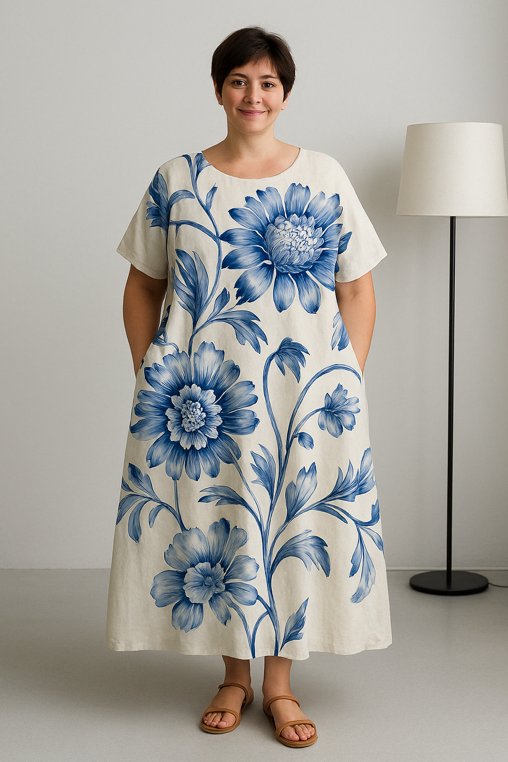 Dahlia - Women’s Printed Tummy Covering Dress