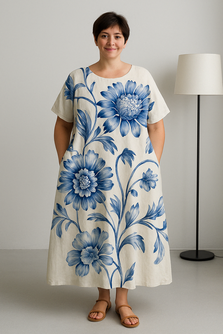 Dahlia - Women’s Printed Tummy Covering Dress