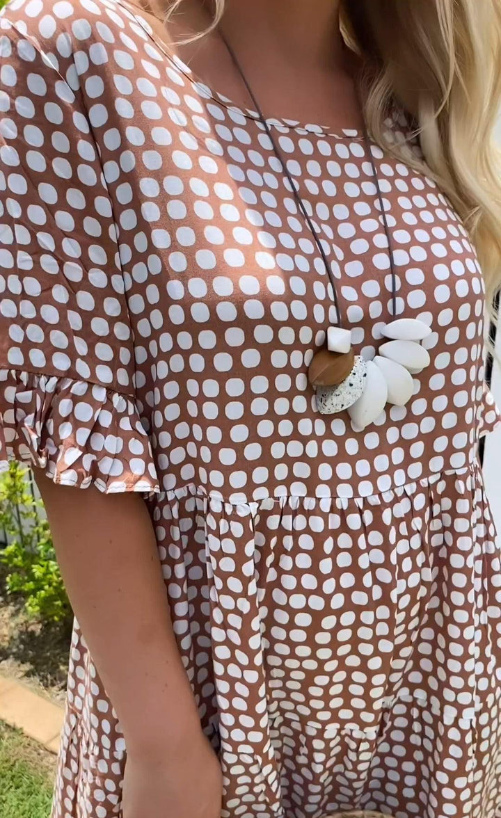Vasira - Bohemian Polka Dot Midi Dress