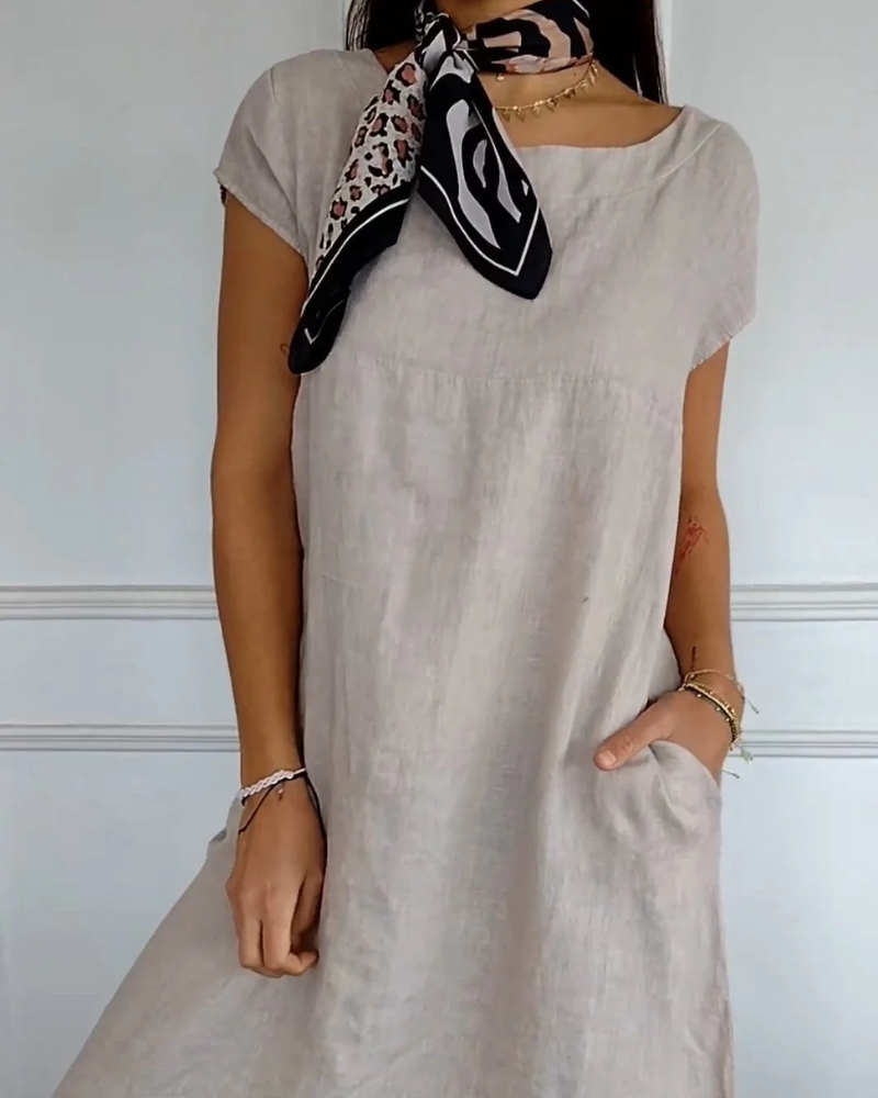 Juniper - Trendy Cotton Linen Dress with Pockets