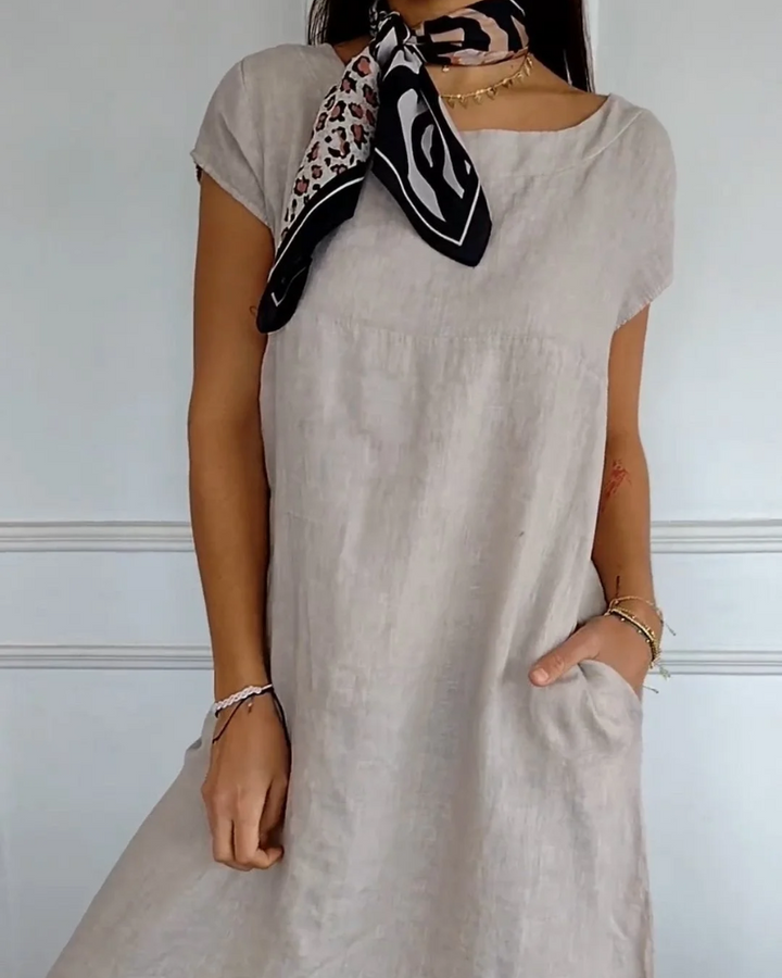 Juniper - Trendy Cotton Linen Dress with Pockets