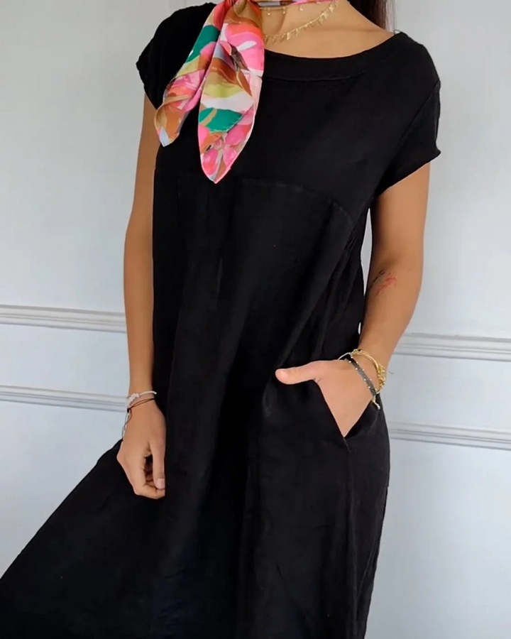 Juniper - Trendy Cotton Linen Dress with Pockets