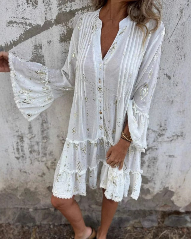 Teagan - Women’s Loose Fit V-Neck Boho Dress