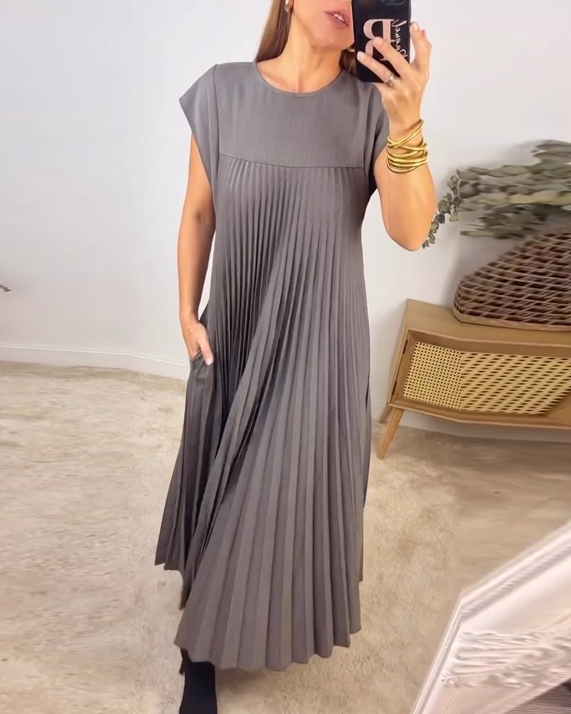 Claire - Elegant Pleated Spliced Maxi Dress