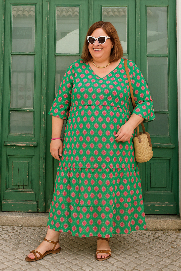 Willa - Women’s Floral Tiered Dress with Tummy Coverage