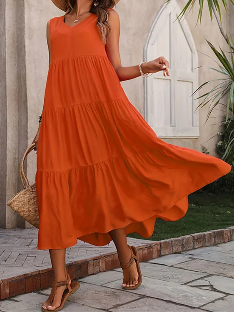 Hannah - Elegant Layered Mid-Calf Midi Dress