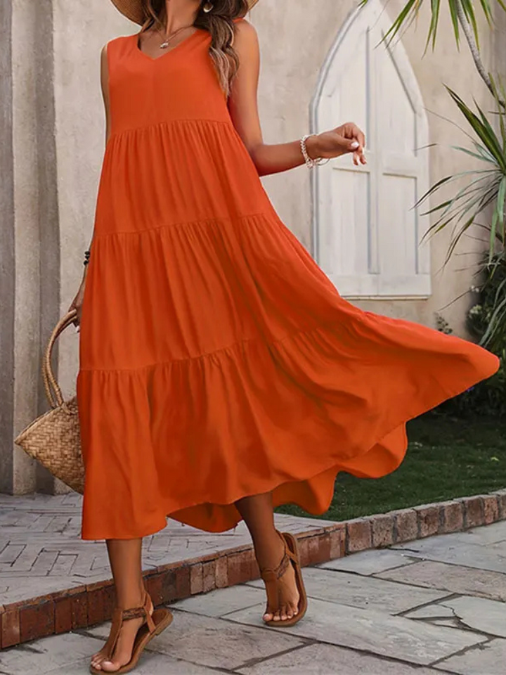 Hannah - Elegant Layered Mid-Calf Midi Dress