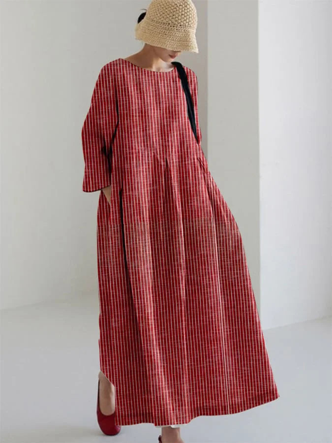 Talia - Vintage-Inspired Striped Loose Dress