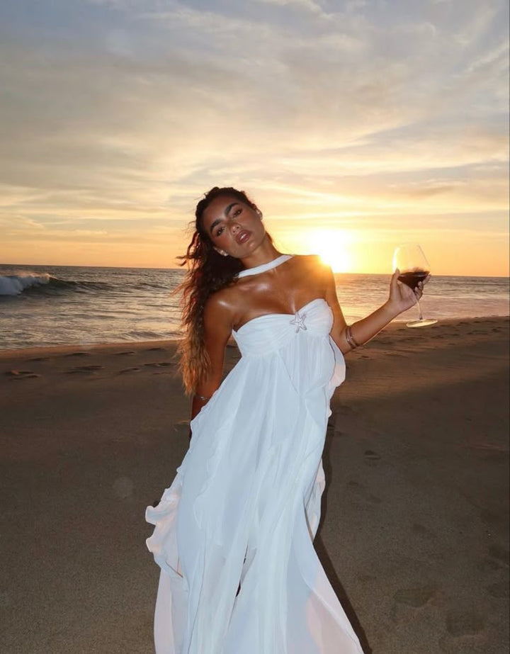 Jade - Irregular Ruffles Strapless Long Maxi Dress