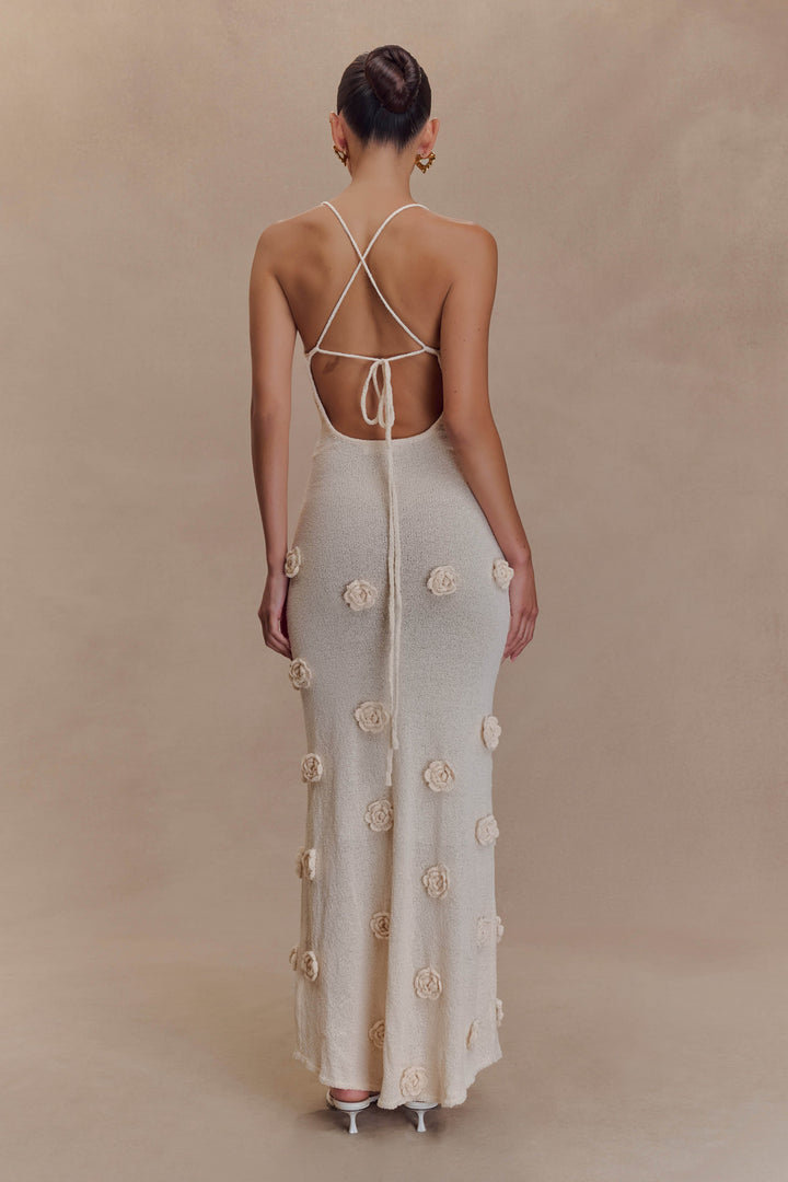 Maxi Dress Flowers - Nude