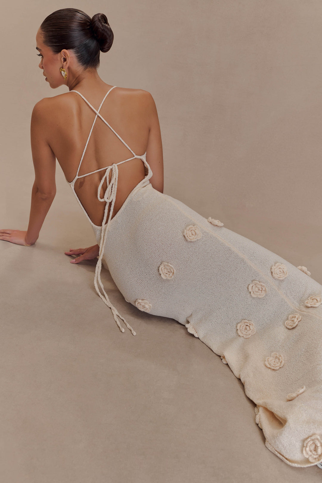 Maxi Dress Flowers - Nude