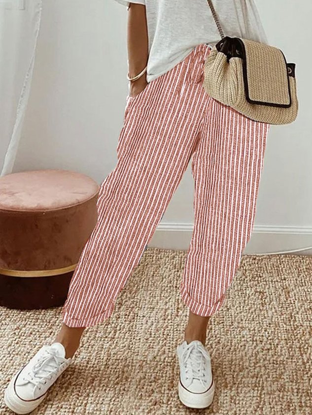 Fawnelle - Casual Cotton Linen Wide Pants