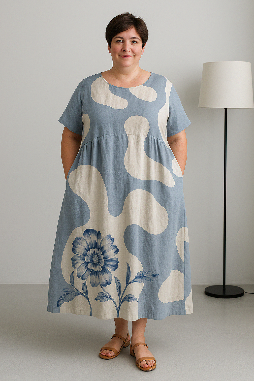 Dahlia - Women’s Printed Tummy Covering Dress