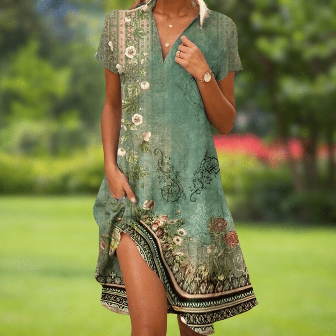 Elverra - Boho Print Long Summer Dress