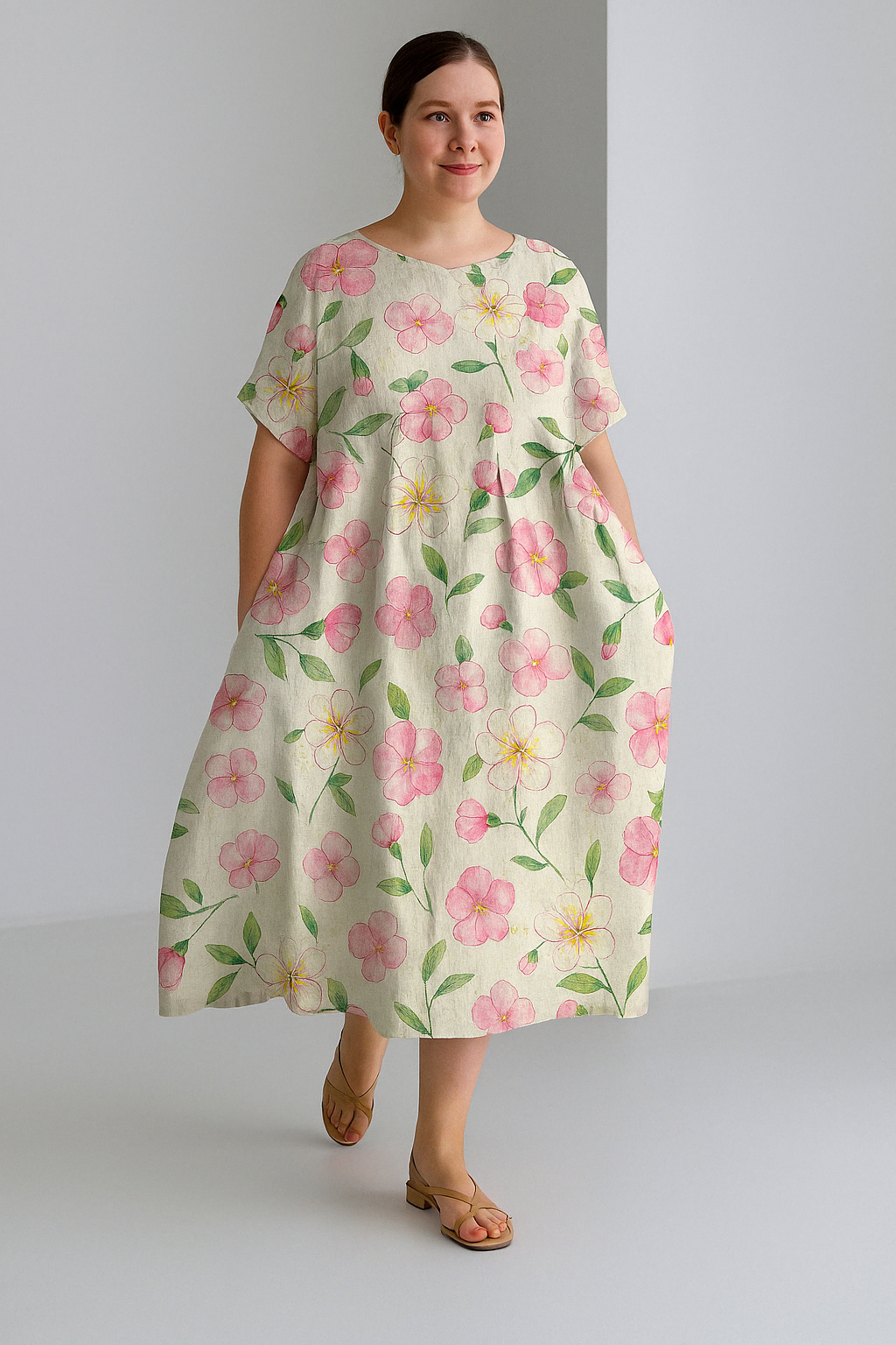 Dahlia - Women’s Printed Tummy Covering Dress