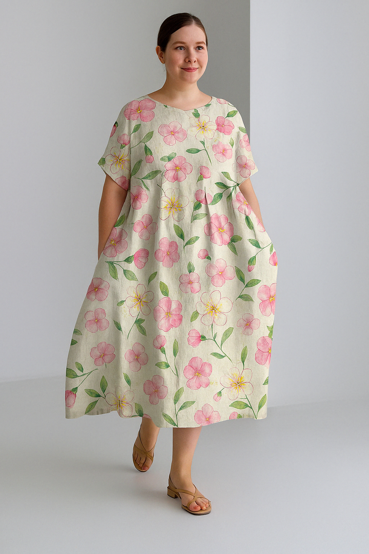 Dahlia - Women’s Printed Tummy Covering Dress