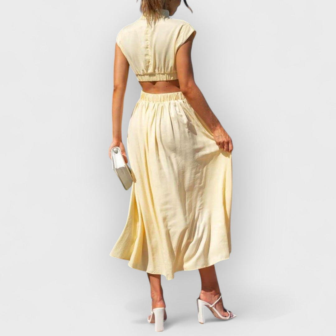 Lydia - Women's Cut-Out Waist Midi Dress