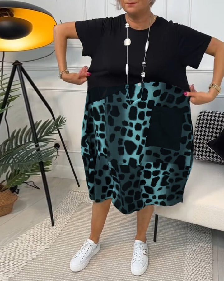 Jasetta - Fashionable Round Neck Printed Dress