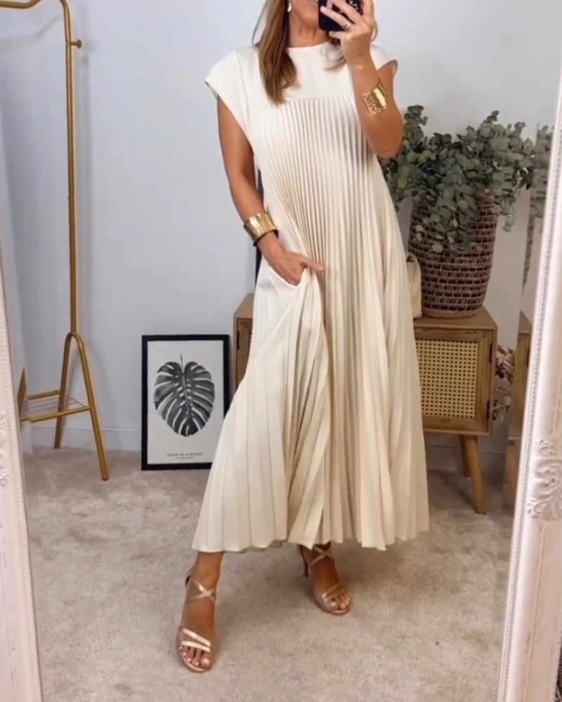 Claire - Elegant Pleated Spliced Maxi Dress