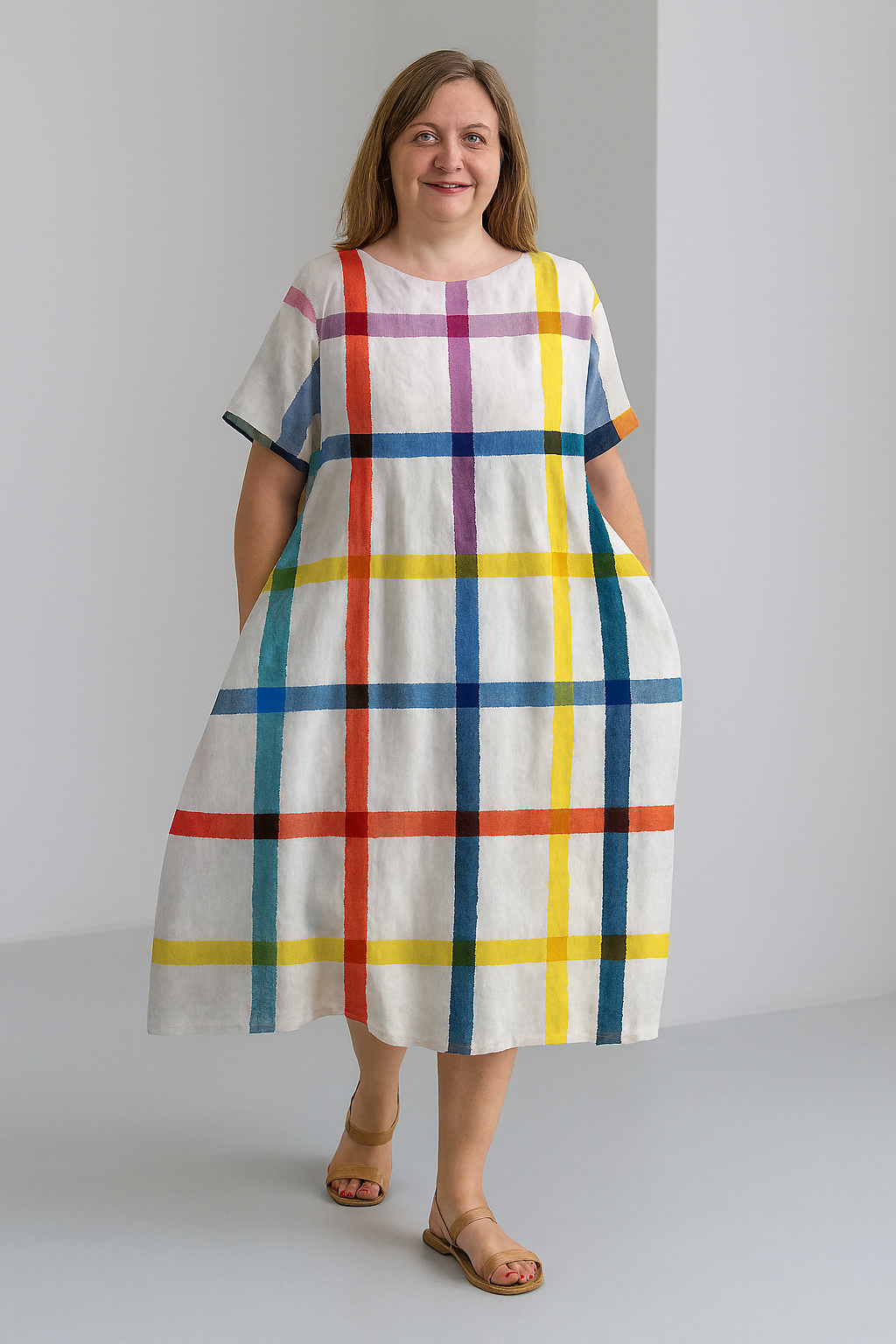 Dahlia - Women’s Printed Tummy Covering Dress