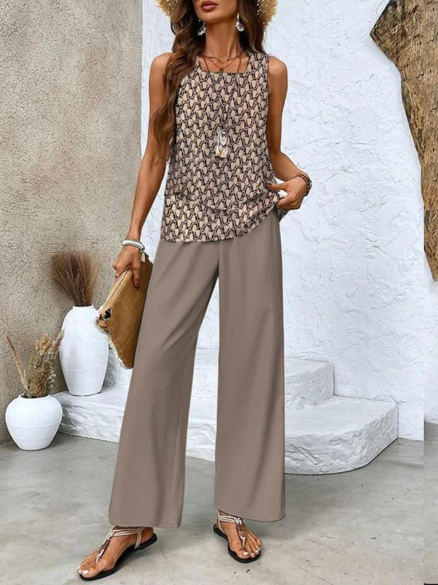 Aisla - Double-Layer Top and Pants Set