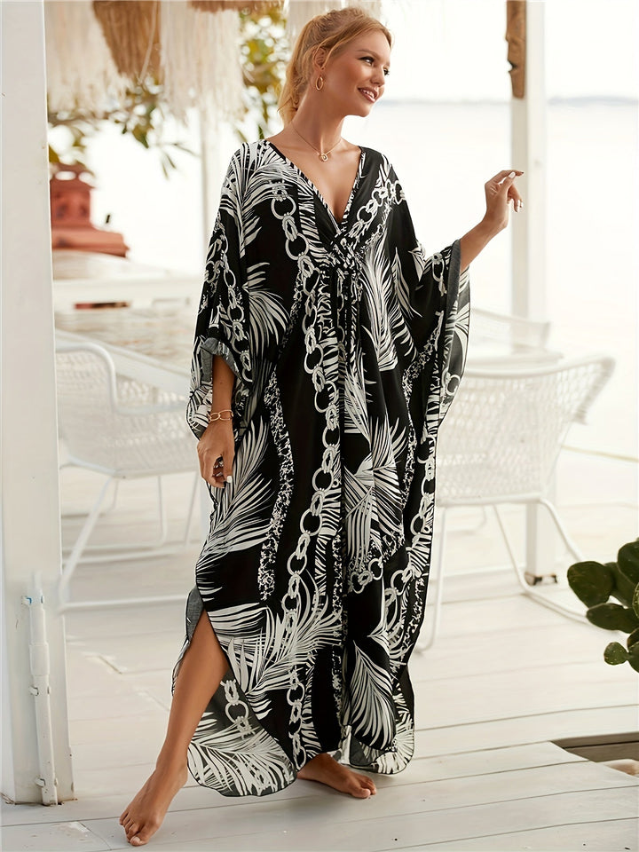 Evelyn - V-Neck Batwing Tropical Dress