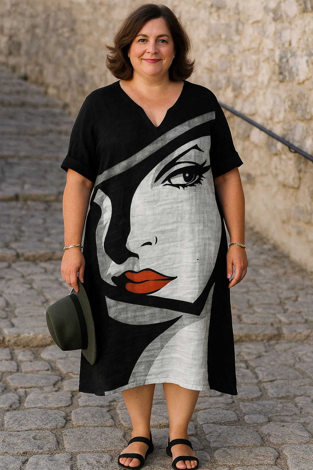 Kora - Floral Tummy Covering Knee-Length Dress