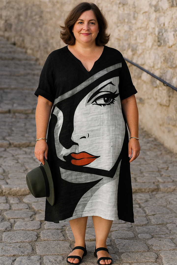 Kora - Floral Tummy Covering Knee-Length Dress