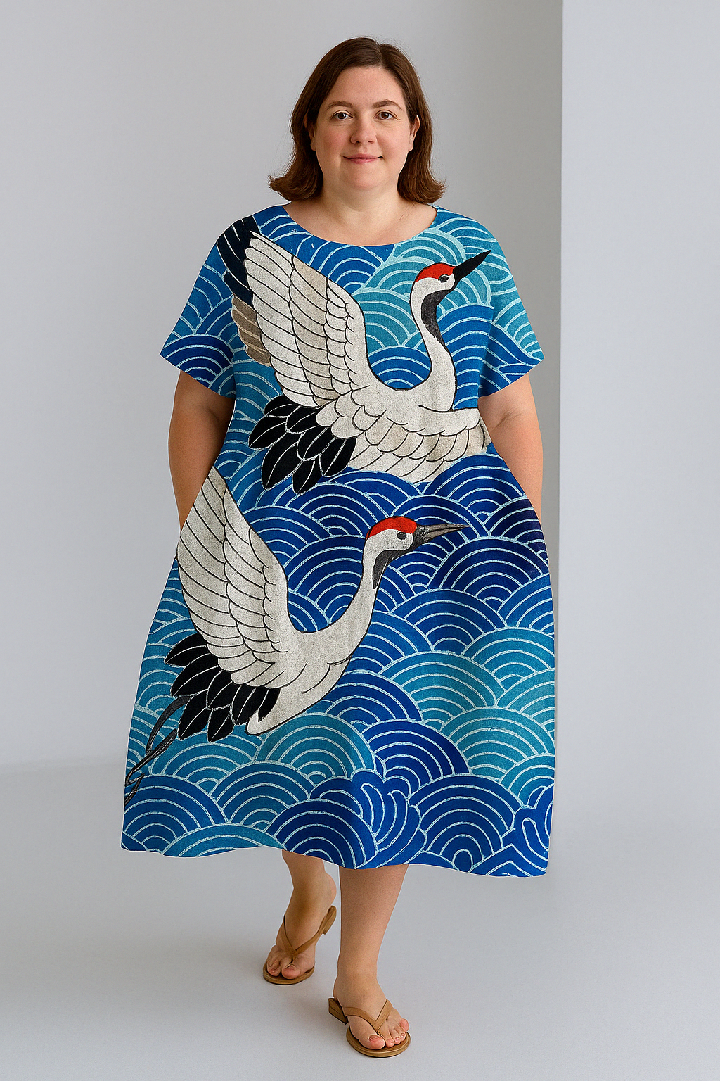 Dahlia - Women’s Printed Tummy Covering Dress