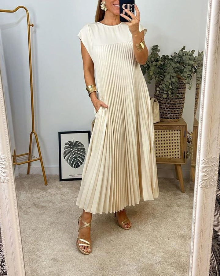 Claire - Elegant Pleated Spliced Maxi Dress