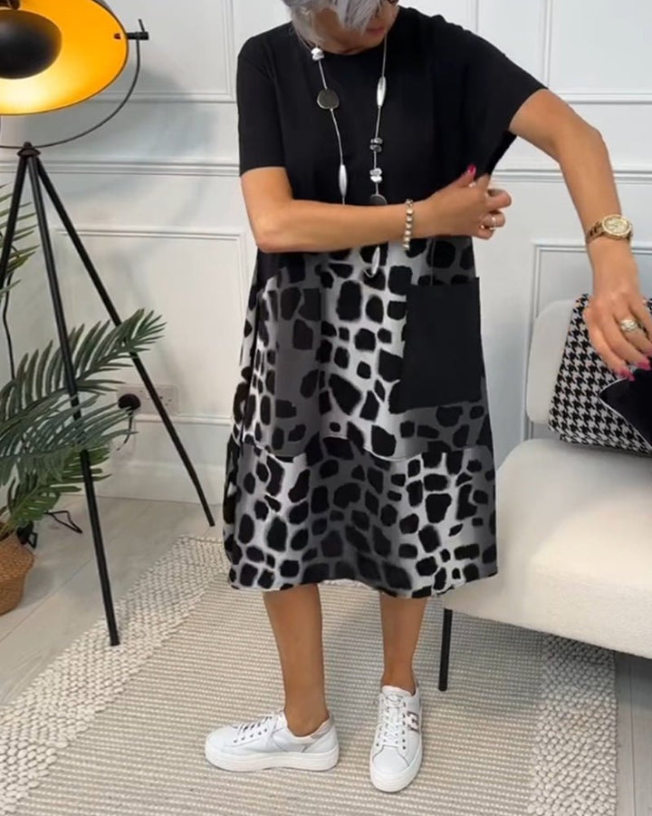 Jasetta - Fashionable Round Neck Printed Dress