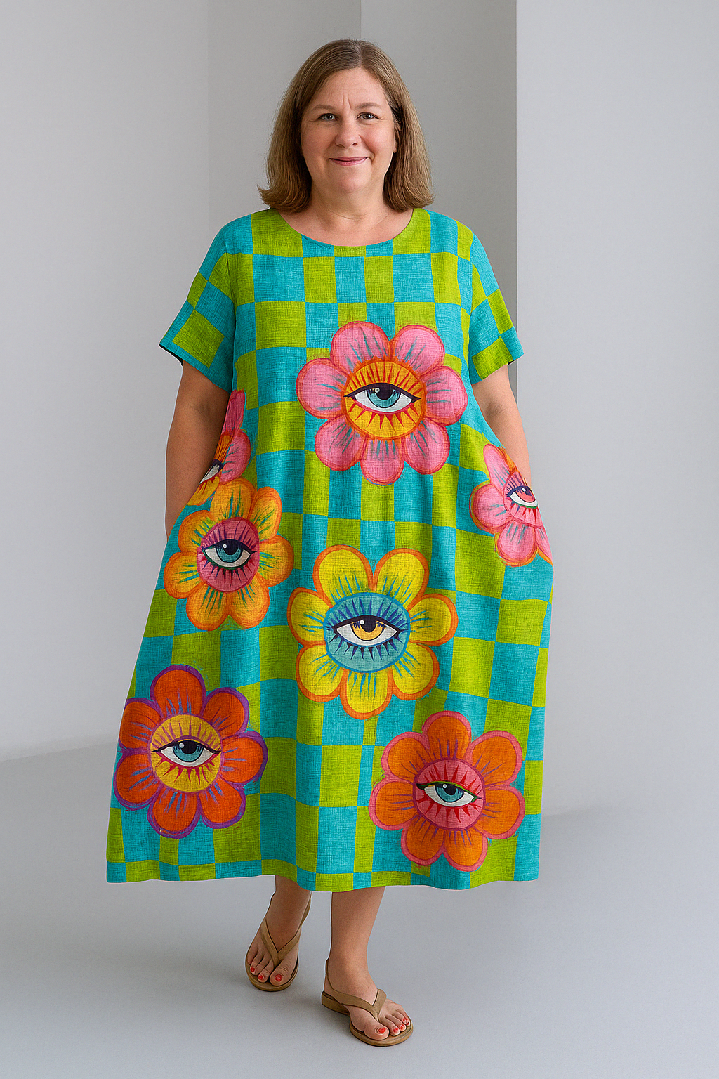 Zinnia - Vintage-Inspired Tummy Covering Midi Dress