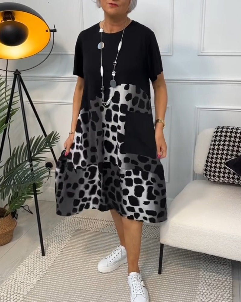 Jasetta - Fashionable Round Neck Printed Dress