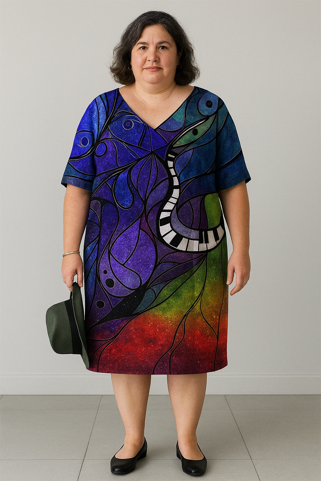 Kora - Floral Tummy Covering Knee-Length Dress