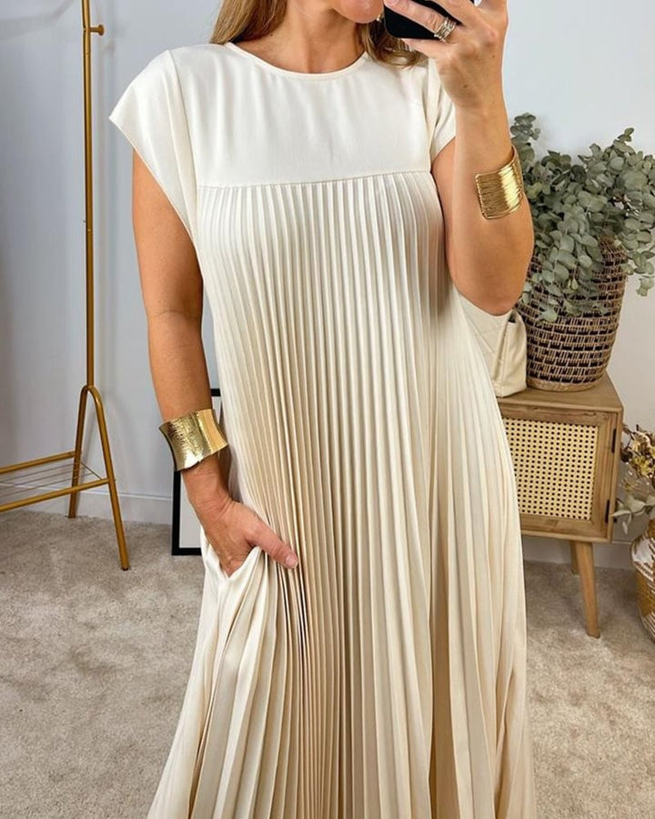 Claire - Elegant Pleated Spliced Maxi Dress