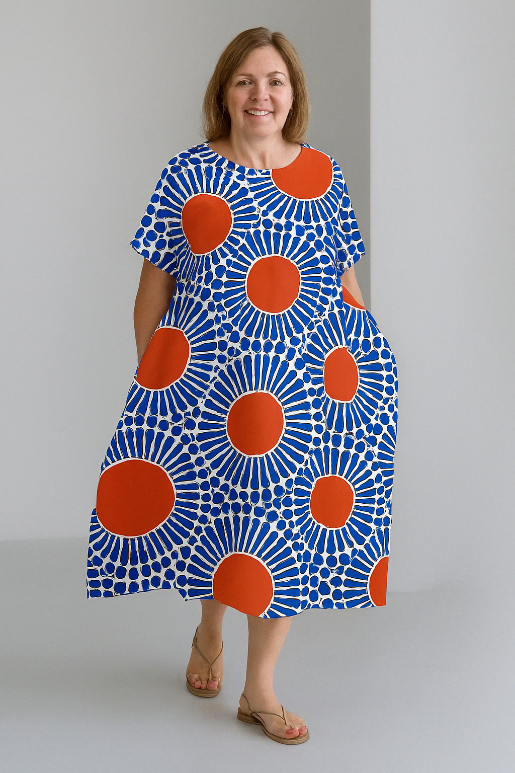 Zinnia - Vintage-Inspired Tummy Covering Midi Dress