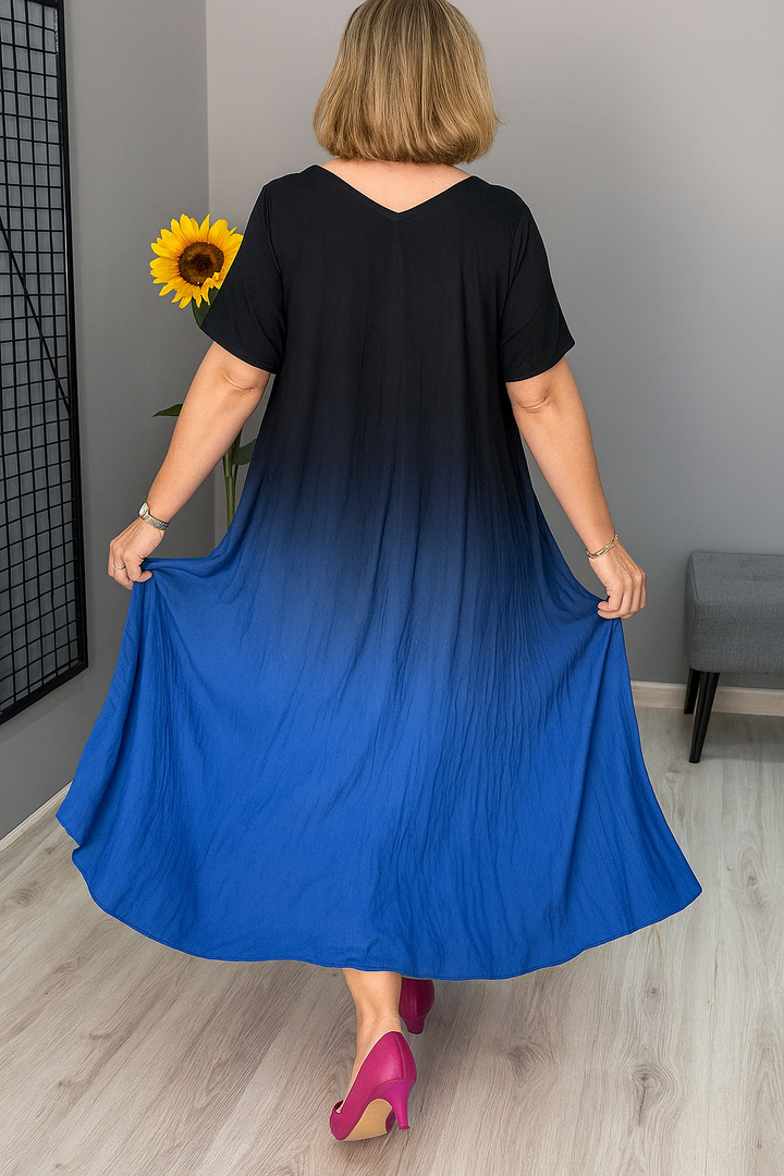 Jada - Flattering Gradient Tummy Covering Midi Dress