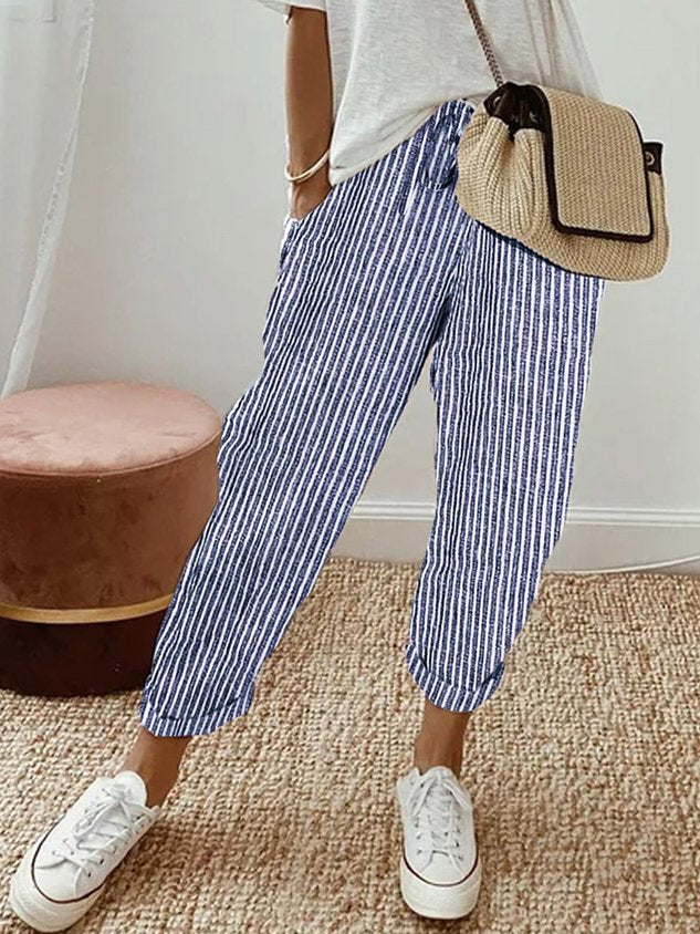 Fawnelle - Casual Cotton Linen Wide Pants
