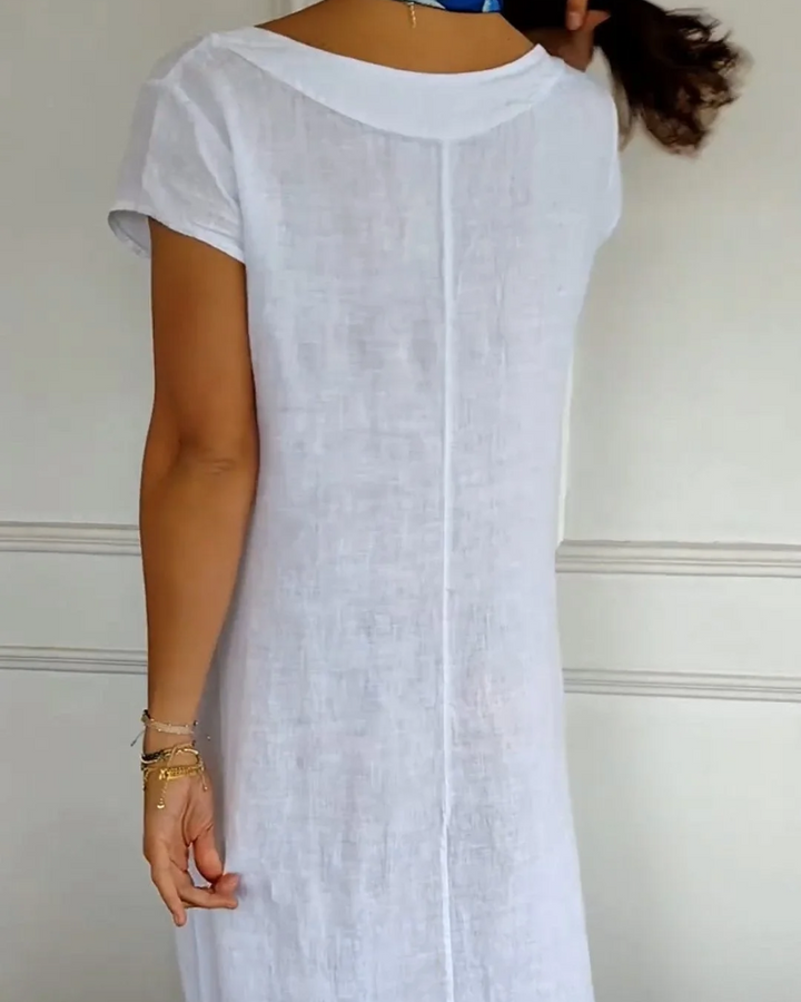 Juniper - Trendy Cotton Linen Dress with Pockets