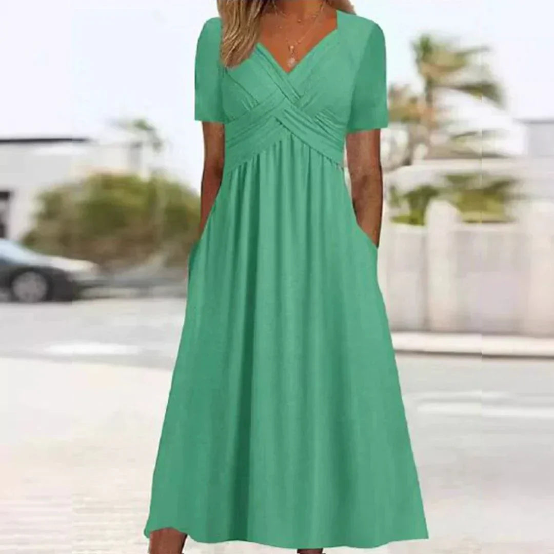 Kaitlyn - Women’s Twist Front Maxi Dress with Pockets