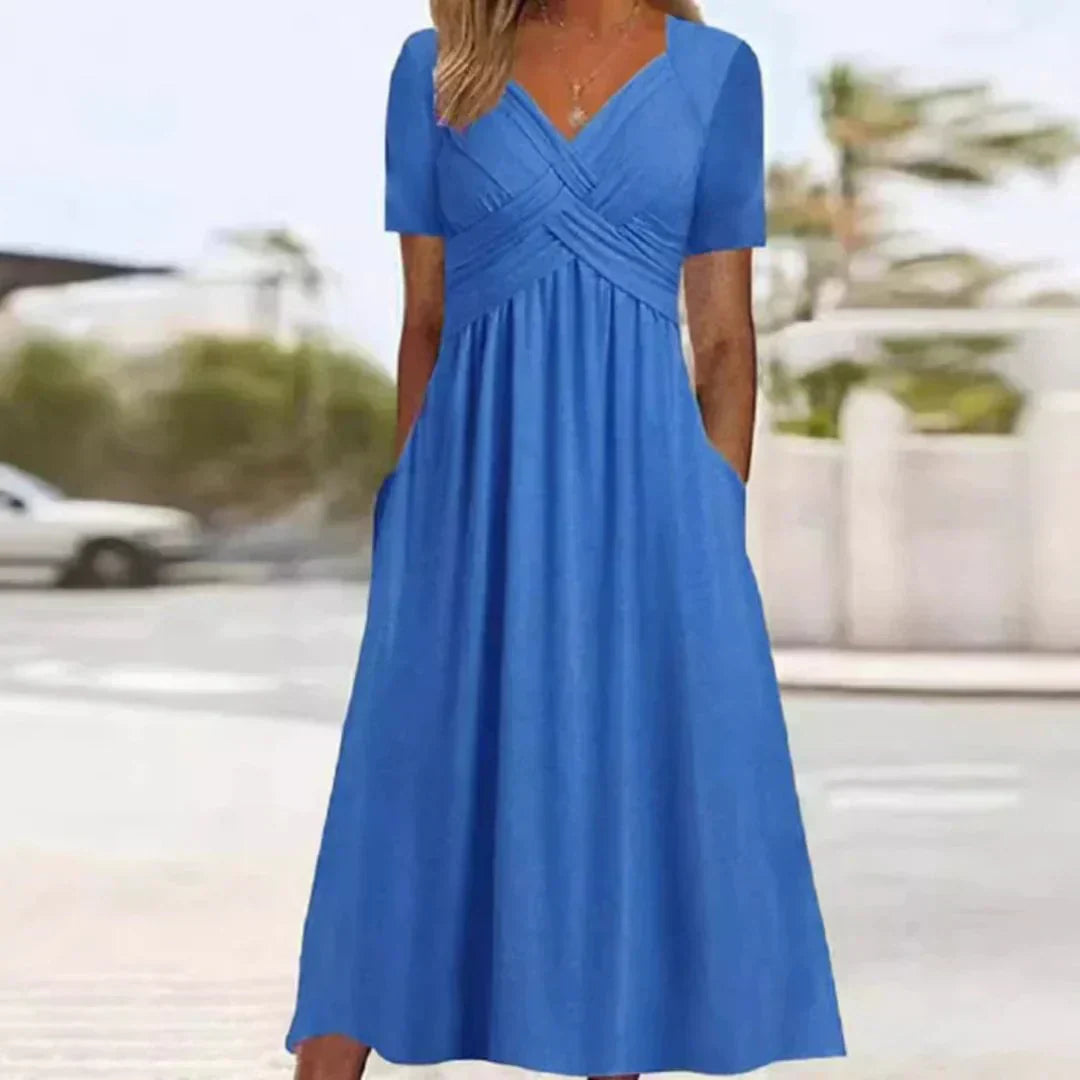 Kaitlyn - Women’s Twist Front Maxi Dress with Pockets