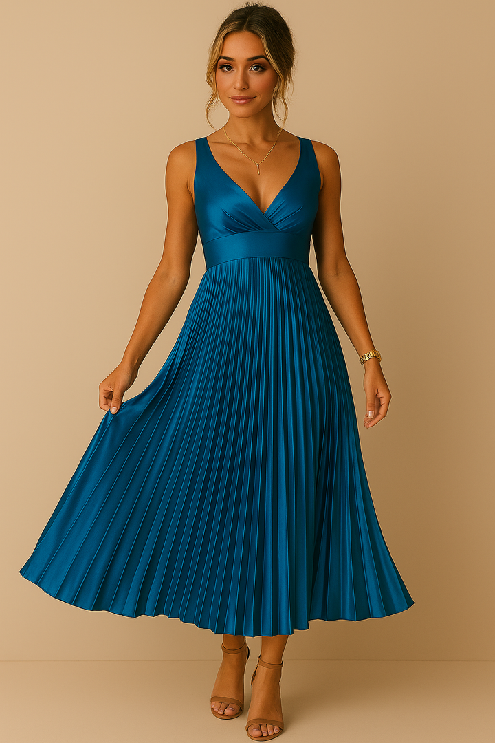 Rosenwyn - Elegant Sleeveless A-Line Pleated Dress