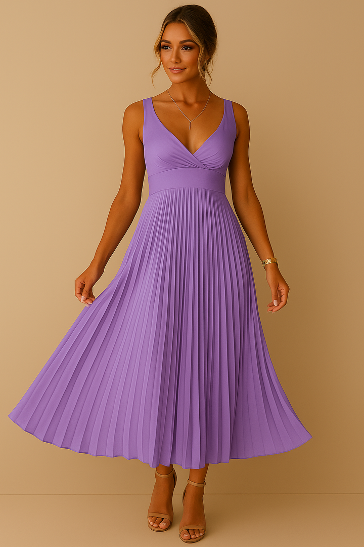Rosenwyn - Elegant Sleeveless A-Line Pleated Dress