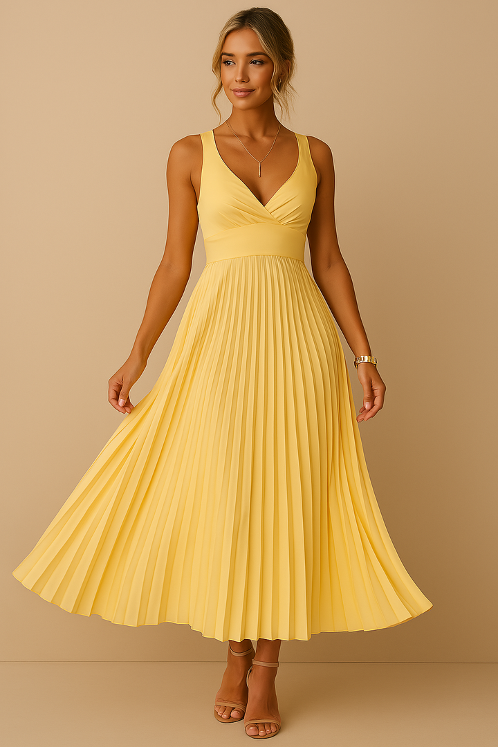 Rosenwyn - Elegant Sleeveless A-Line Pleated Dress