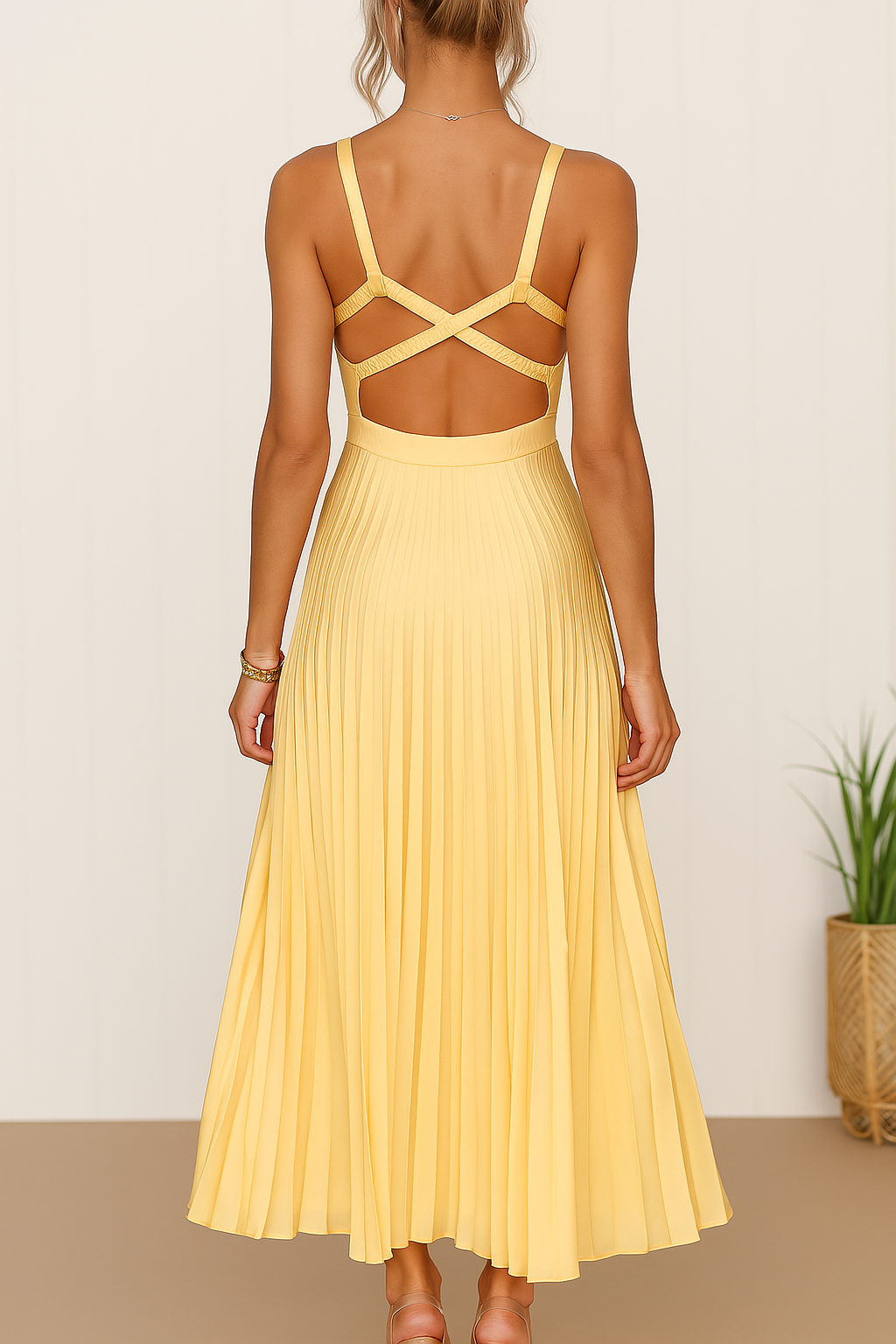 Rosenwyn - Elegant Sleeveless A-Line Pleated Dress