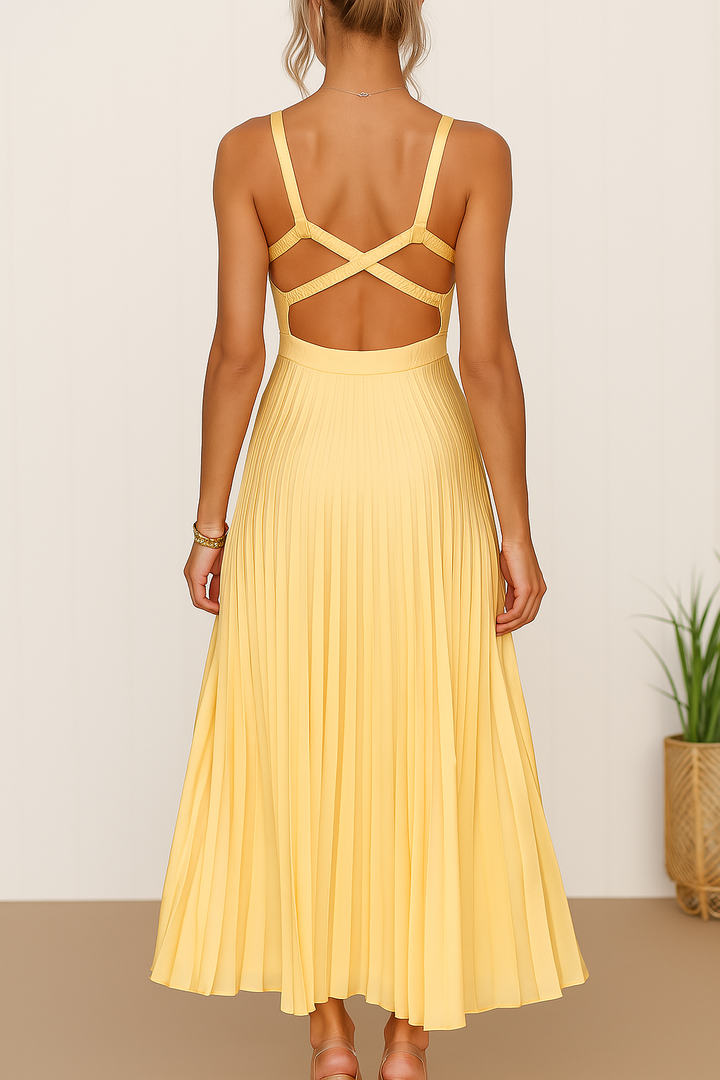 Rosenwyn - Elegant Sleeveless A-Line Pleated Dress