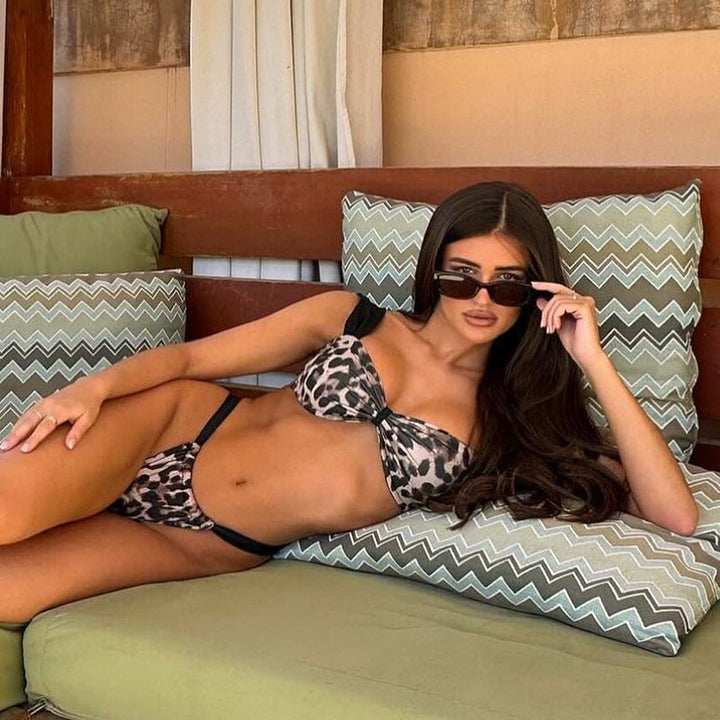 Calista - Leopard Print Three-Point Bikini Set