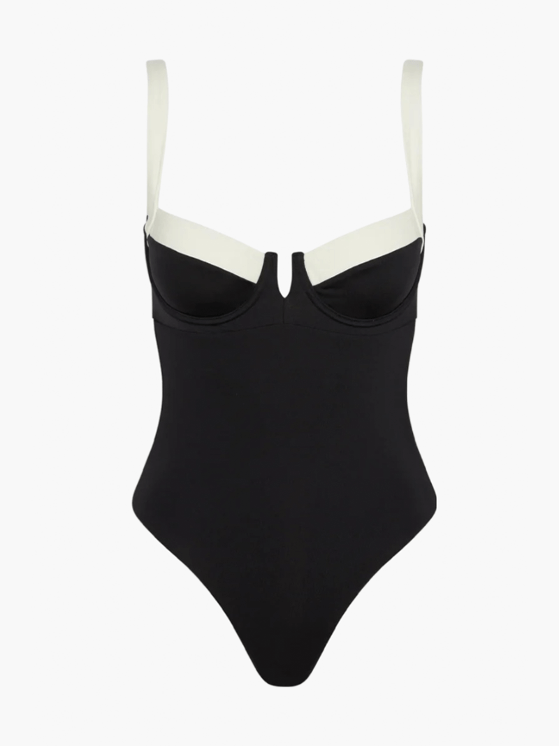 Uma - Vintage Black White One-Piece Swimsuit