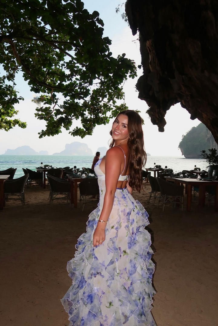 Emma - Slim Spaghetti Strap Ruffle Party Dress